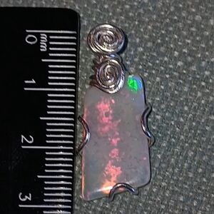 Australian Opal Lightning Ridge Pendant Sterling Silver New Red Rainbow